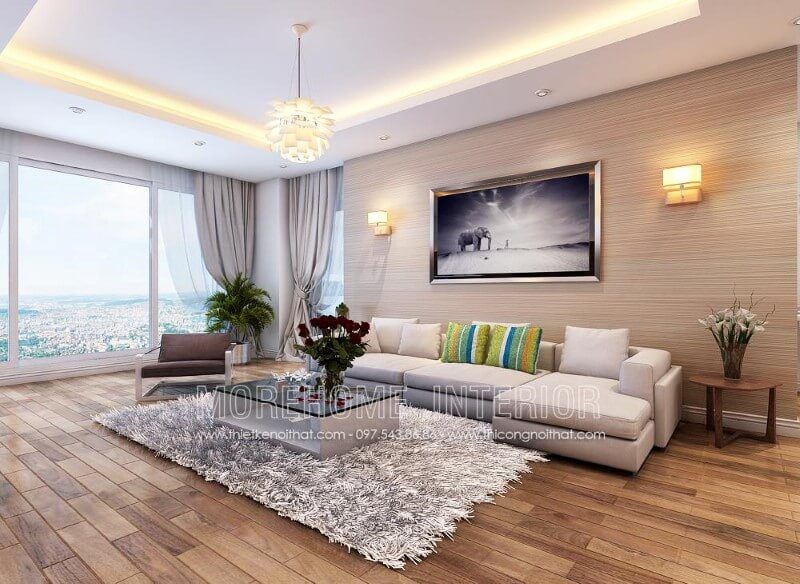 Sự hài hòa dễ dàng kết hợp nội thất với mẫu Sofa hiện đại bọc da màu kem sáng tạo nên một vẻ đẹp đơn giản nhưng vẫn ấn tượng.